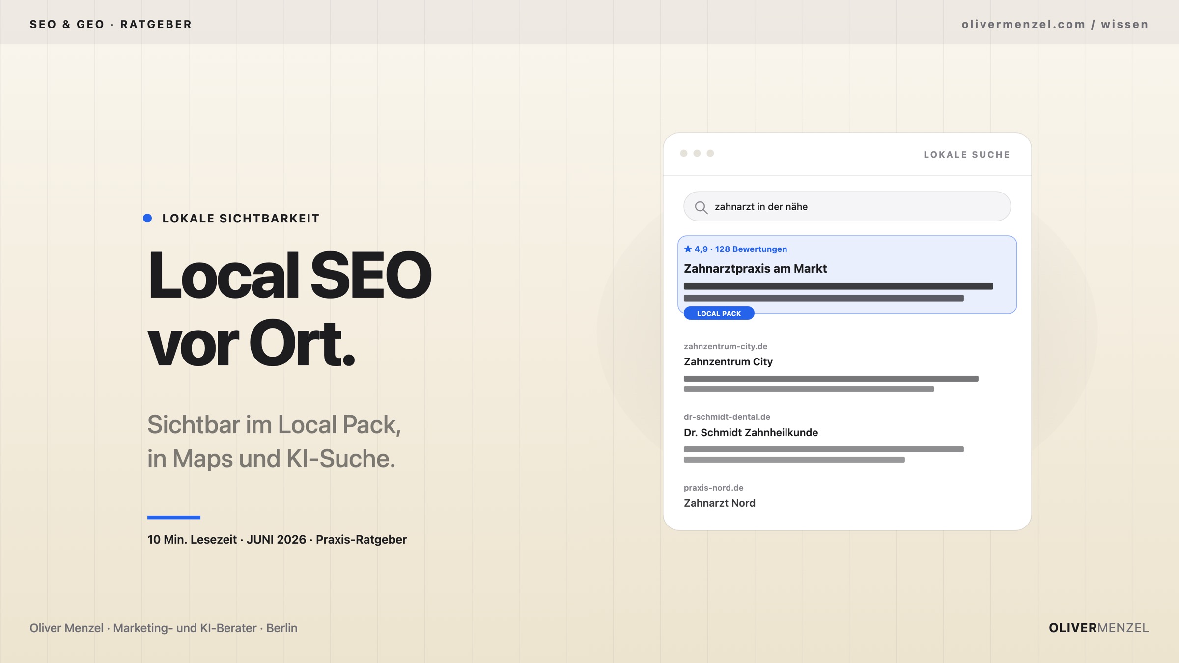 Local SEO. Cover zum Ratgeber von Oliver Menzel.