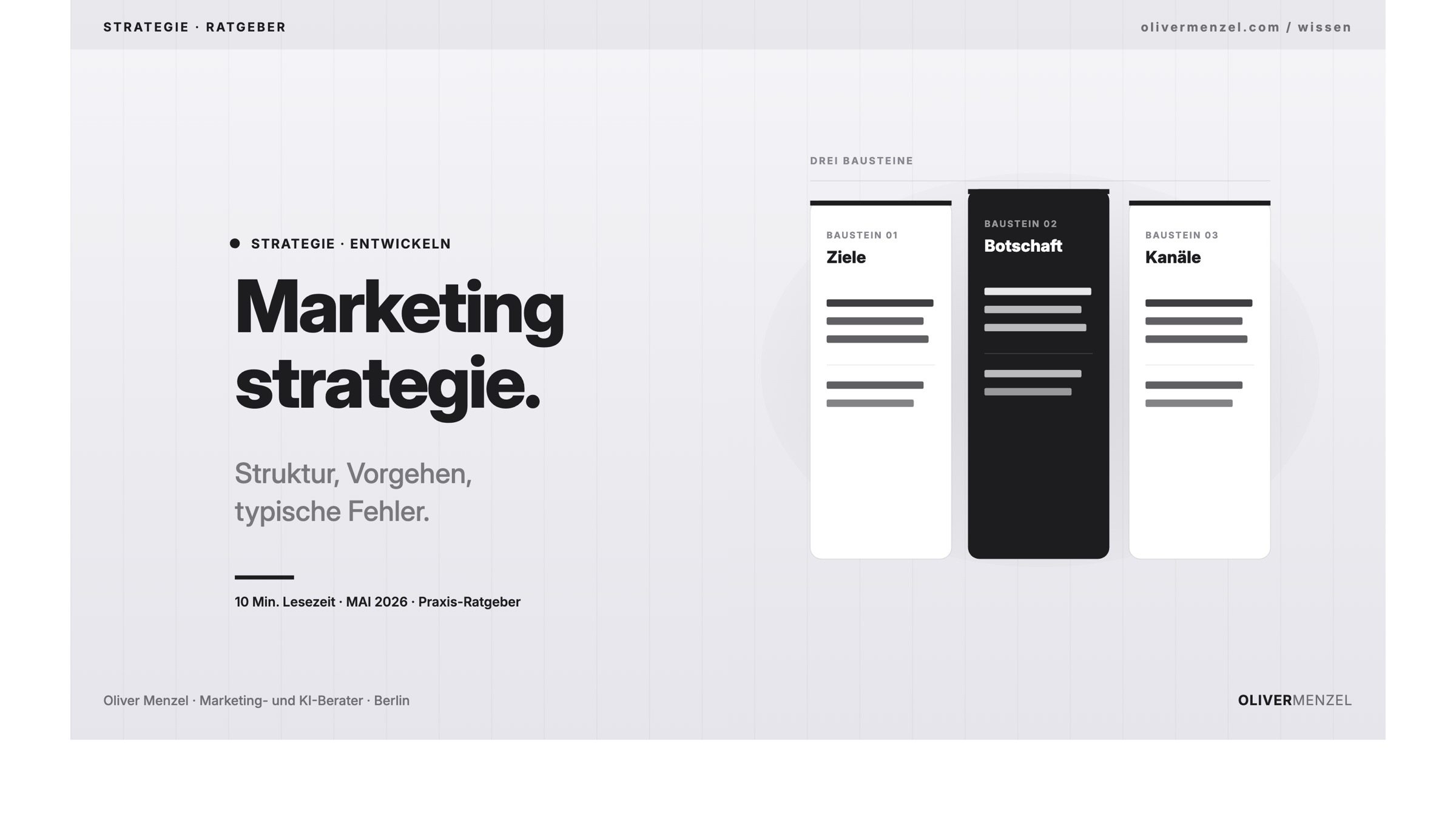 Marketingstrategie entwickeln. Cover zum Ratgeber von Oliver Menzel.